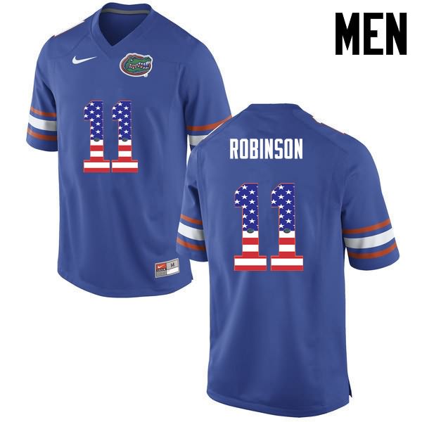 NCAA Florida Gators Demarcus Robinson Men's #11 USA Flag Fashion Nike Blue Stitched Authentic College Football Jersey DIX4664HC